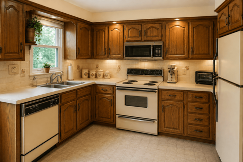 Well-maintained older Toronto home interior with legacy appliances and fixtures still in good working condition