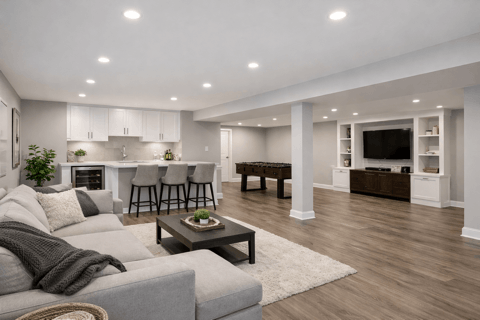 Basement finishing before-and-after example in a Toronto home