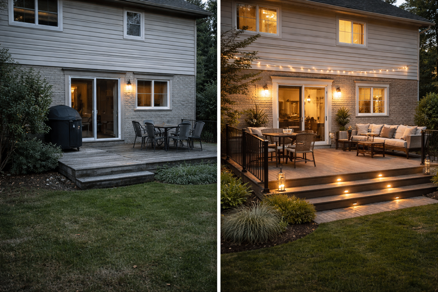 Before and after backyard deck upgrade in a GTA home