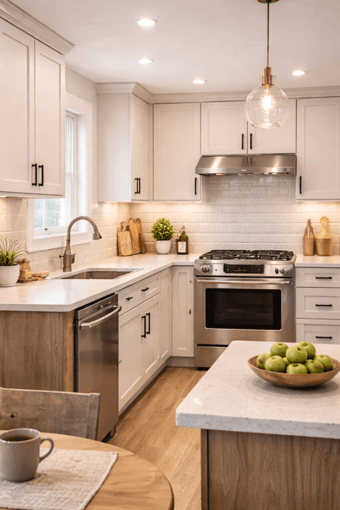 Updated kitchen layout and finishes example in a Toronto home