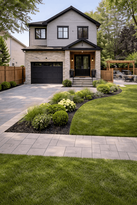 Front-yard curb appeal landscaping upgrade example in the GTA